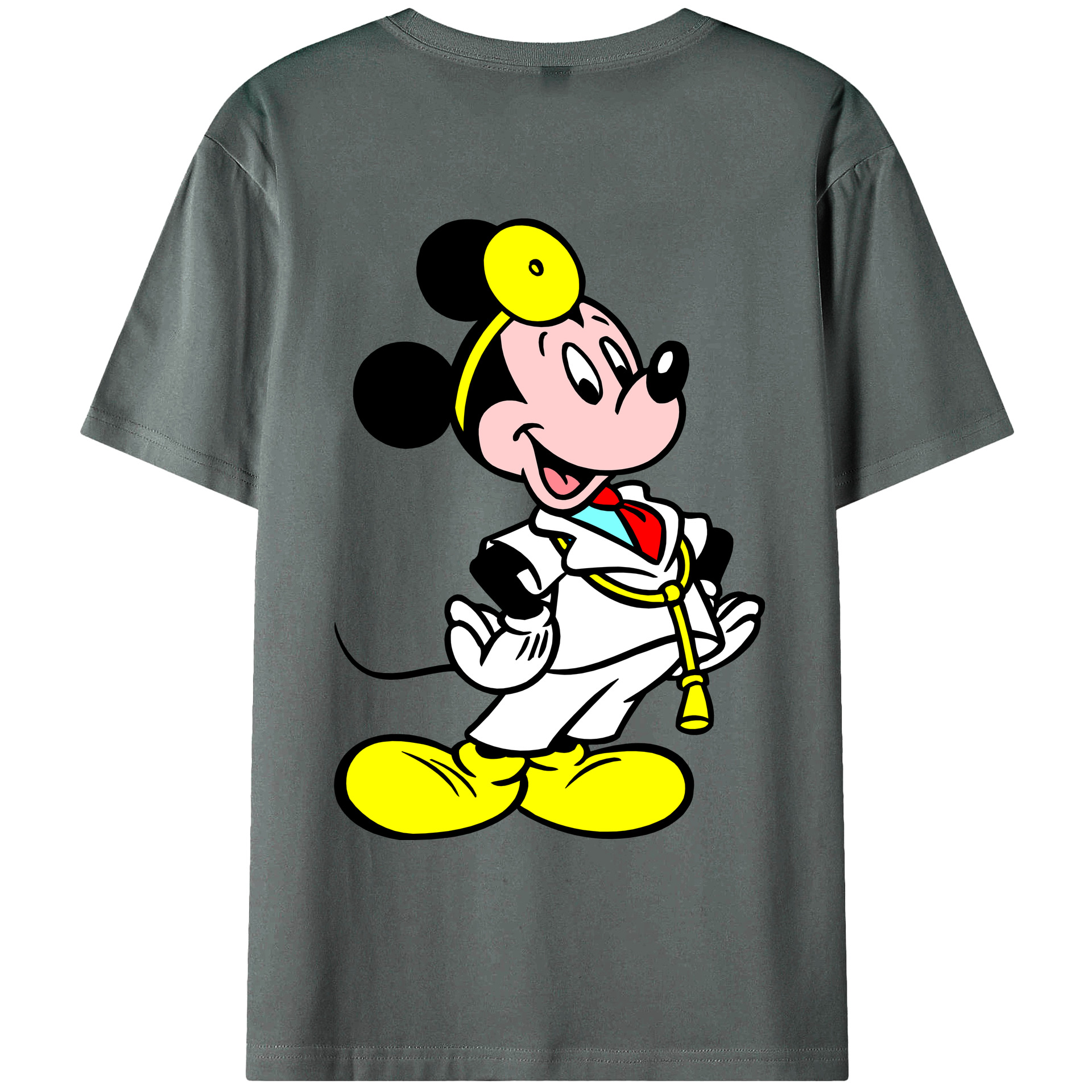 ミッキーマウス Mickey Mouse 綿100％ メンズ半袖Tシャツ（バックプリント） 通気性